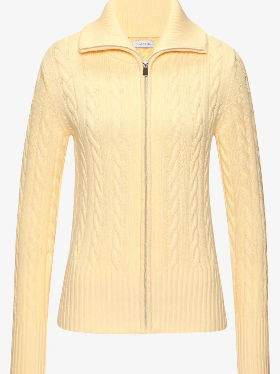 Veste en tricot à col à revers avec glissière et manches longues