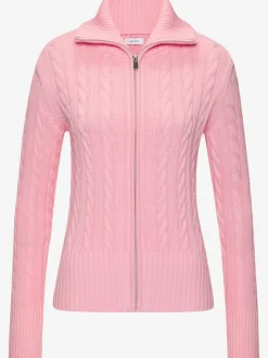 Veste en tricot à col à revers avec glissière et manches longues