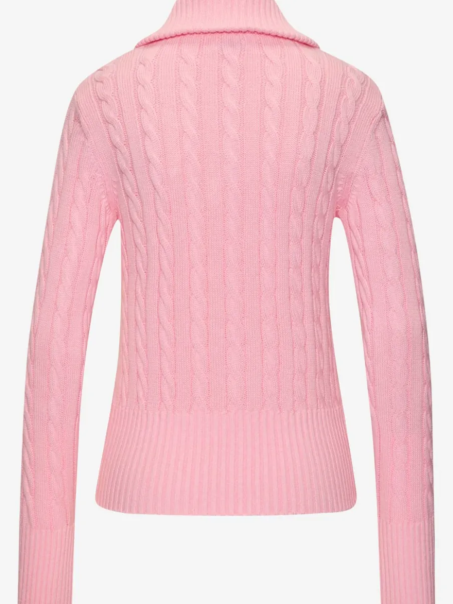 Veste en tricot à col à revers avec glissière et manches longues