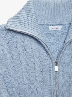 Veste en tricot à col à revers avec glissière et manches longues