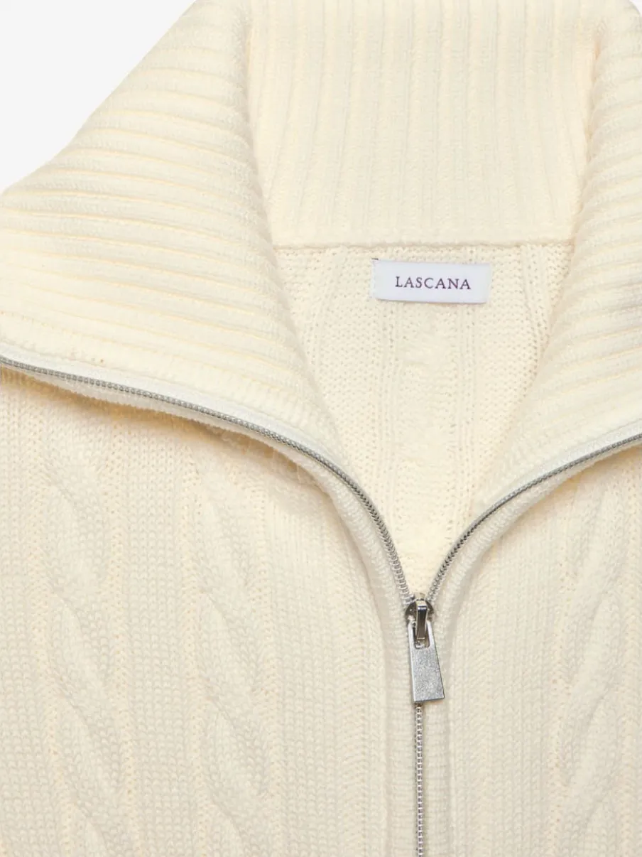 Veste en tricot à col à revers avec glissière et manches longues