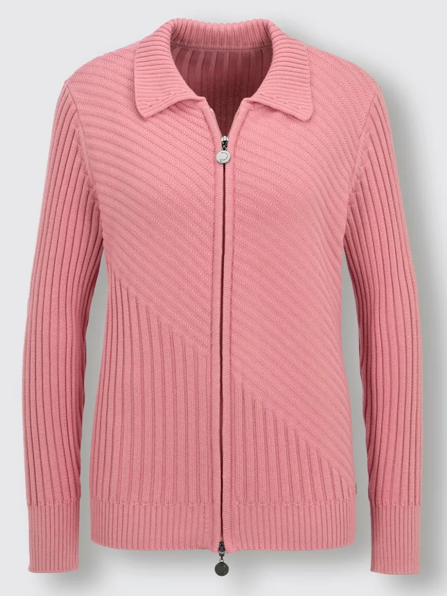 Veste en tricot à col à revers et côtelé