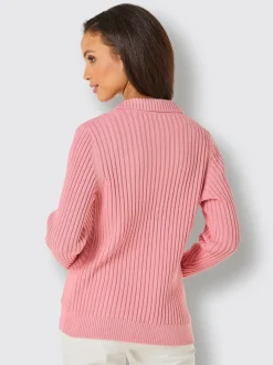 Veste en tricot à col à revers et côtelé