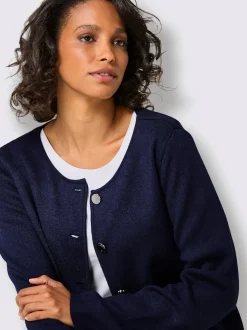 Veste en tricot à col rond avec motif jacquard et poches
