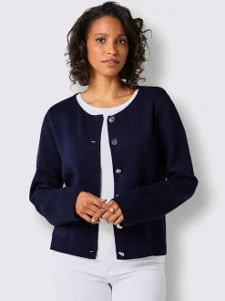 Veste en tricot à col rond avec motif jacquard et poches