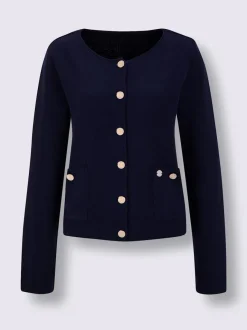 Veste en tricot à col rond avec motif jacquard et poches