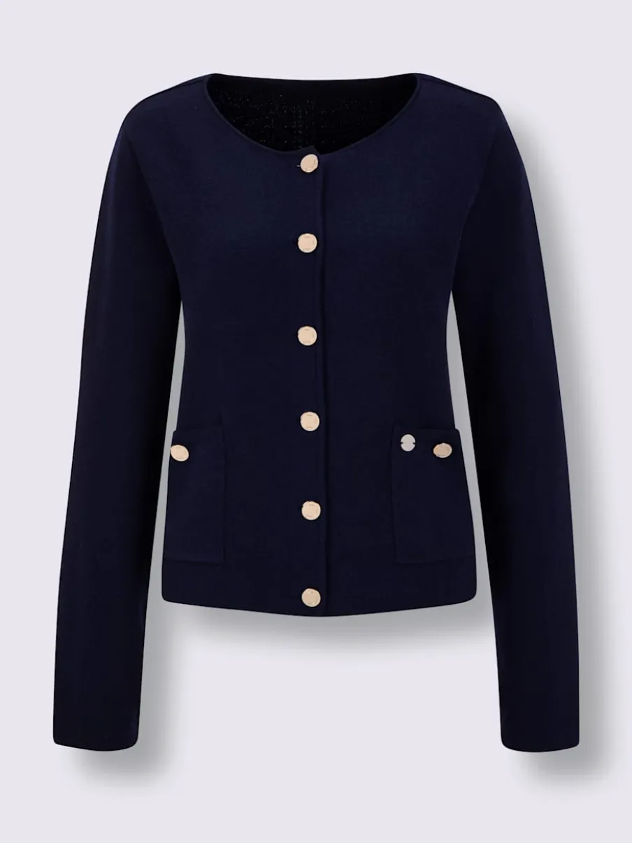 Veste en tricot à col rond avec motif jacquard et poches