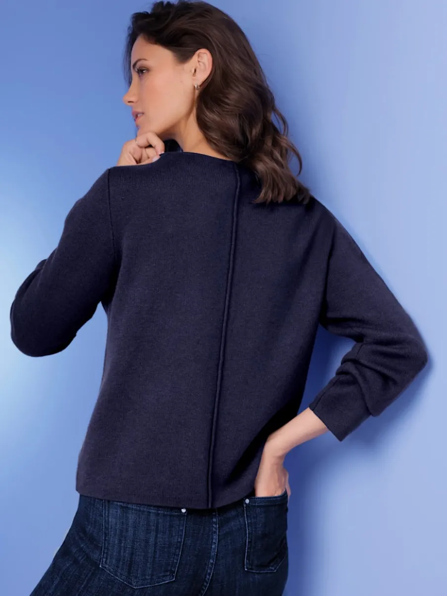 Veste en tricot à col rond avec motif jacquard et poches