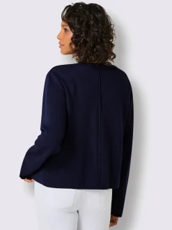 Veste en tricot à col rond avec motif jacquard et poches