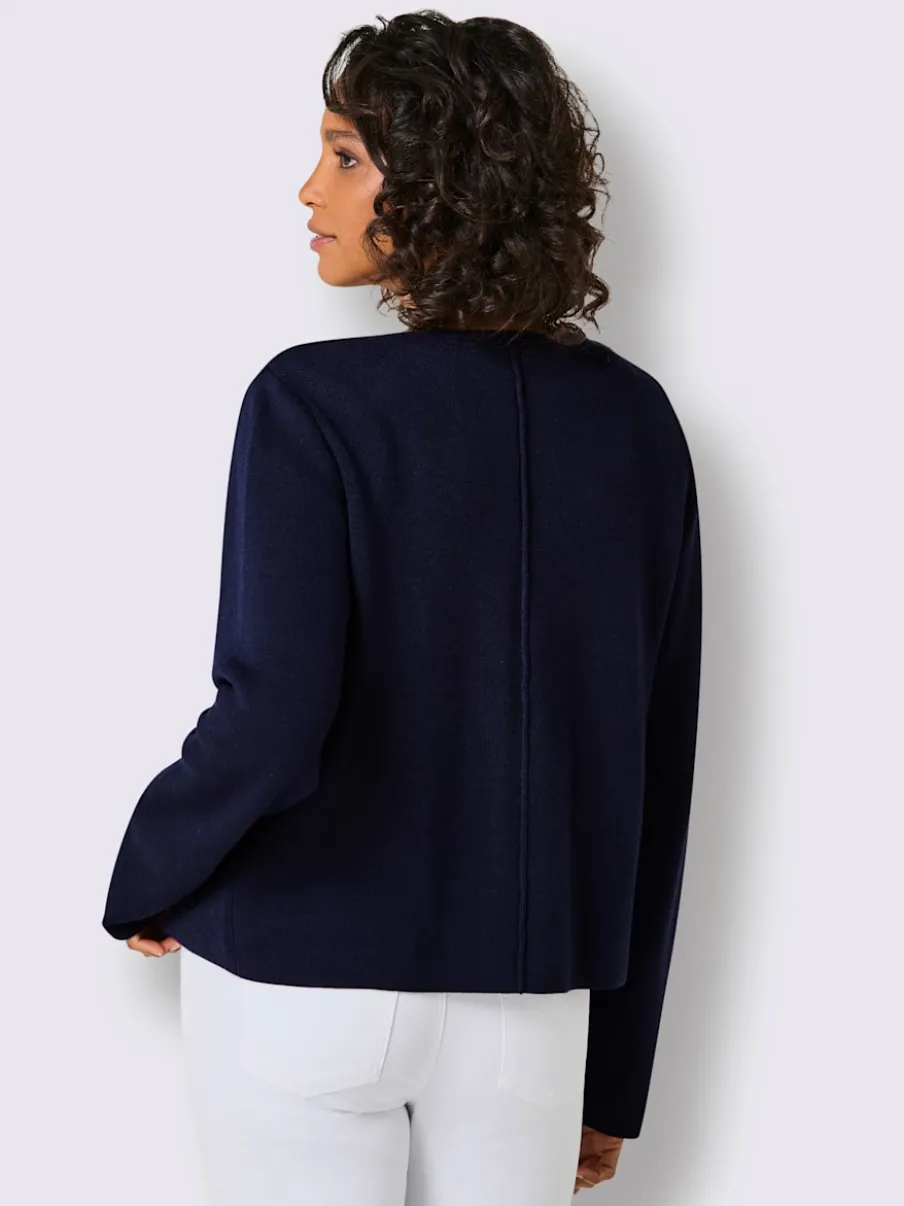Veste en tricot à col rond avec motif jacquard et poches