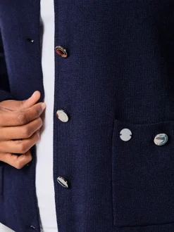 Veste en tricot à col rond avec motif jacquard et poches