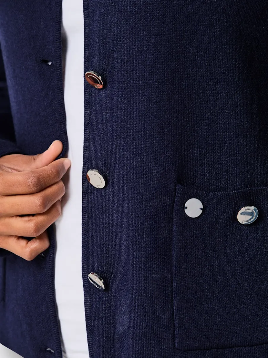 Veste en tricot à col rond avec motif jacquard et poches