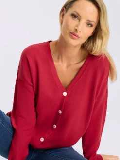 Veste en tricot col v manches longues ample décontractée