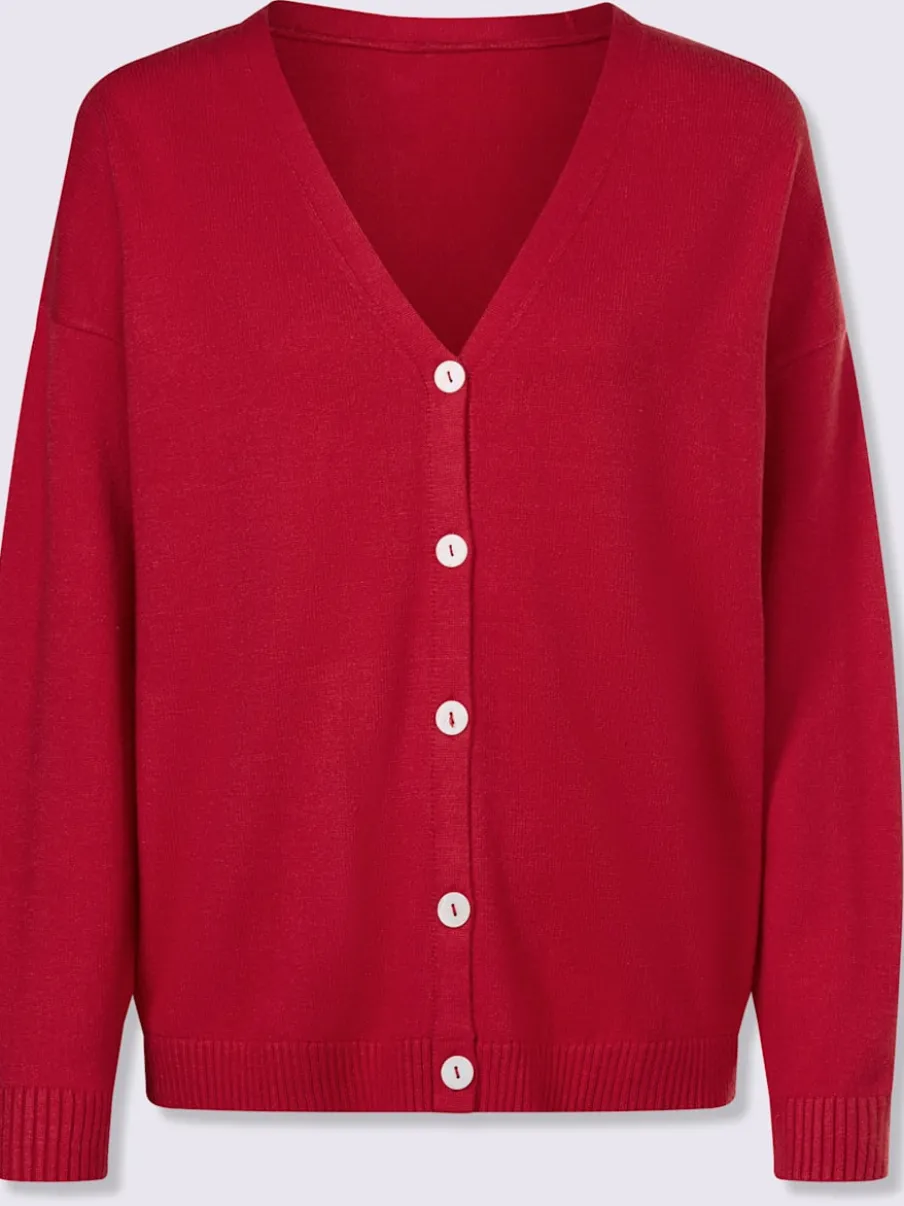 Veste en tricot col v manches longues ample décontractée
