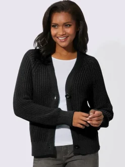 Veste en tricot coton avec col en V et manches longues