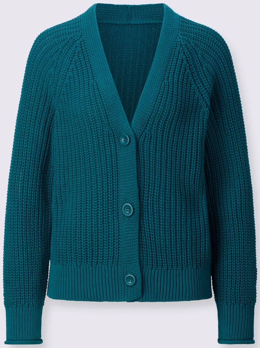 Veste en tricot coton avec col en V et manches longues