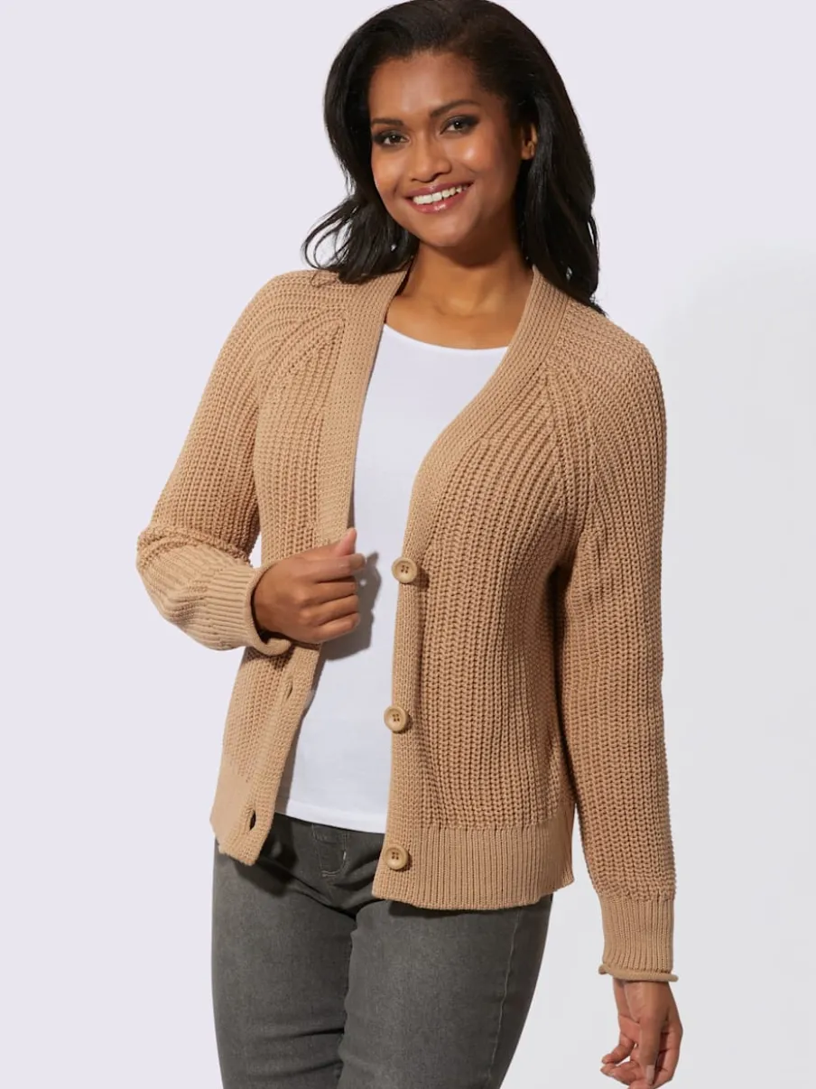 Veste en tricot coton avec col en V et manches longues