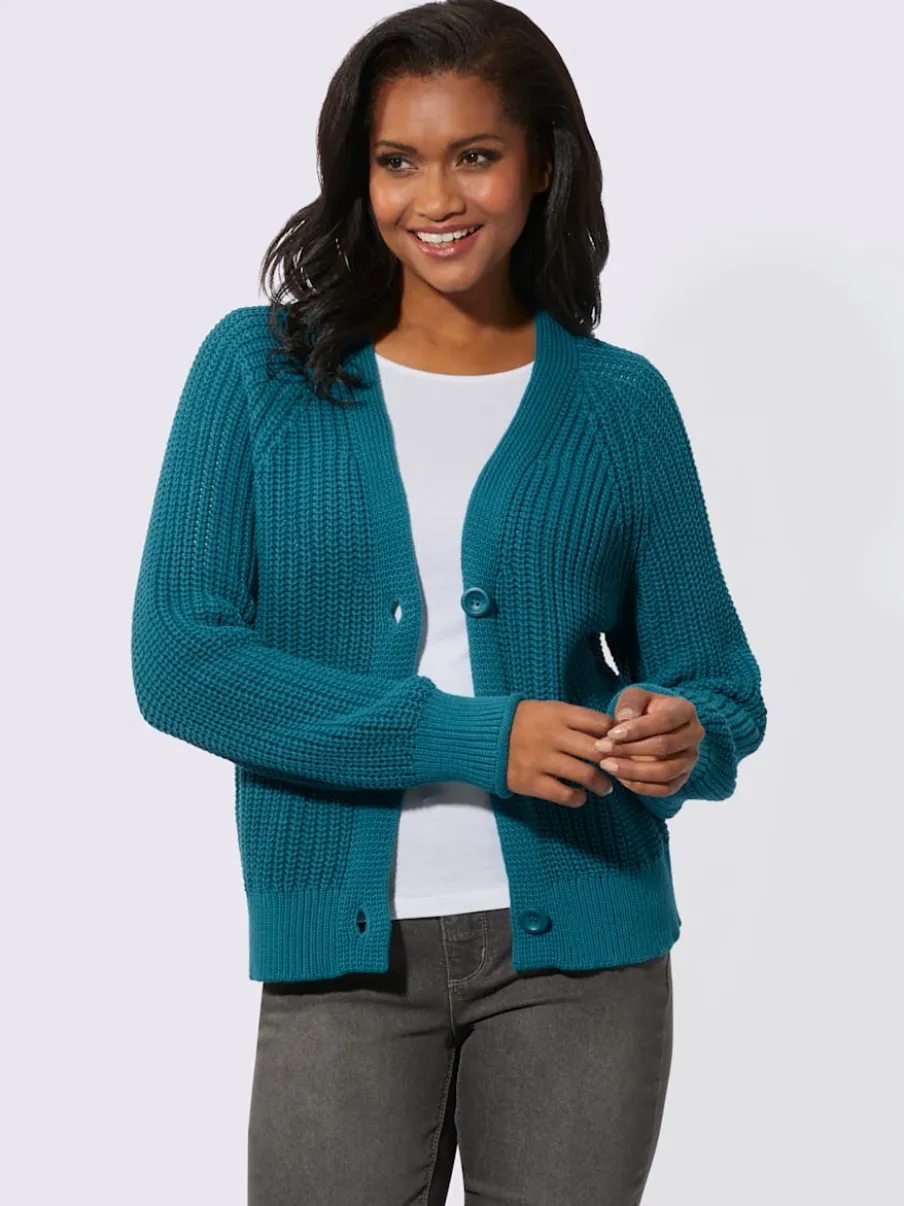 Veste en tricot coton avec col en V et manches longues