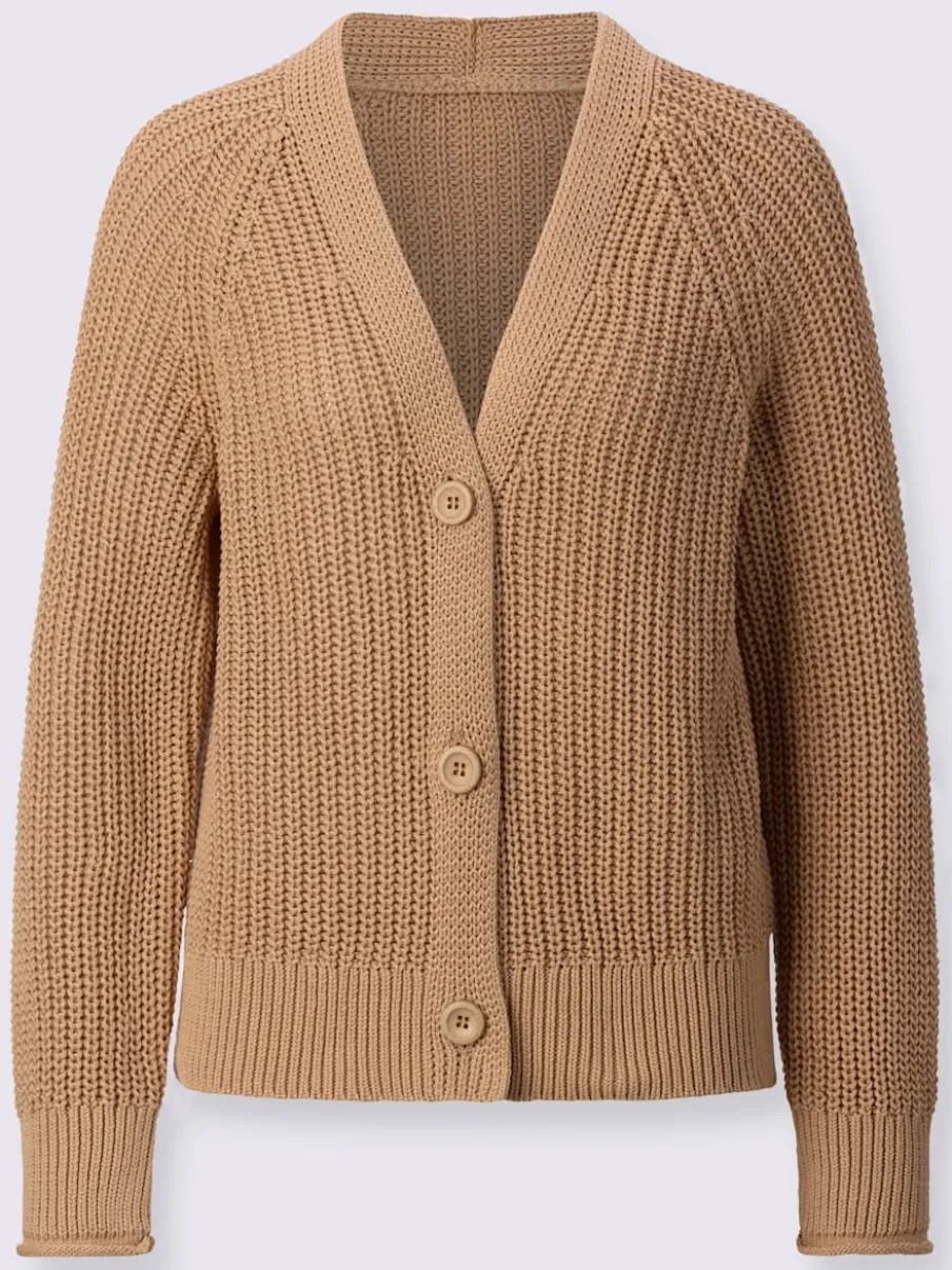 Veste en tricot coton avec col en V et manches longues