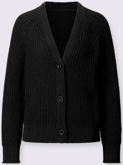 Veste en tricot coton avec col en V et manches longues