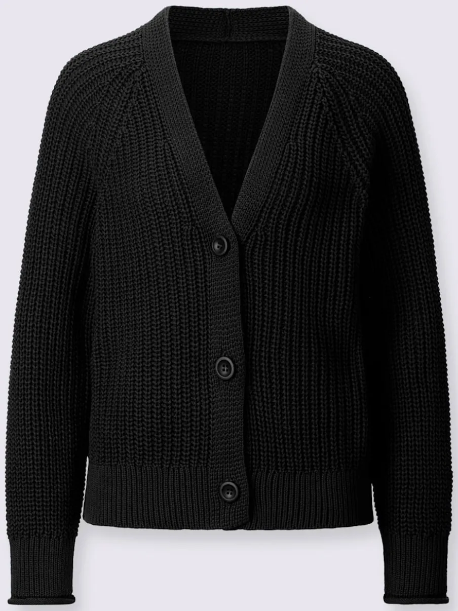 Veste en tricot coton avec col en V et manches longues