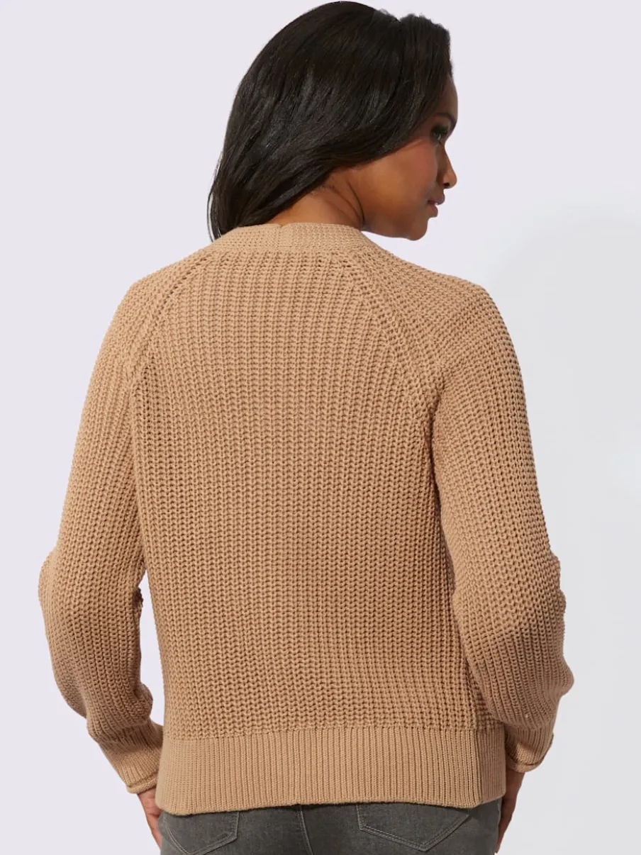 Veste en tricot coton avec col en V et manches longues
