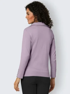 Veste en tricot coton à col montant et boutons décoratifs