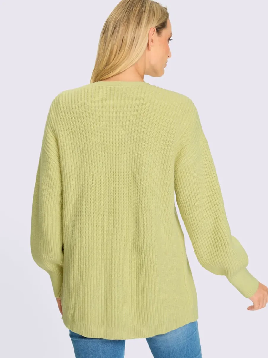 Veste en tricot à coupe ouverte avec bords-côtes