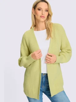 Veste en tricot à coupe ouverte avec bords-côtes