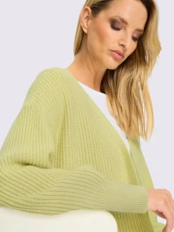 Veste en tricot à coupe ouverte avec bords-côtes