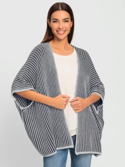 Veste en tricot coupe ouverte avec rayures côtelées