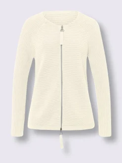 Veste en tricot côtelé avec glissière et manches longues