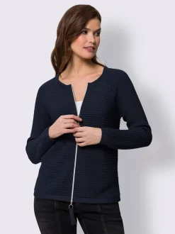 Veste en tricot côtelé avec glissière et manches longues