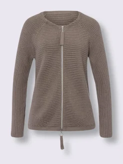 Veste en tricot côtelé avec glissière et manches longues