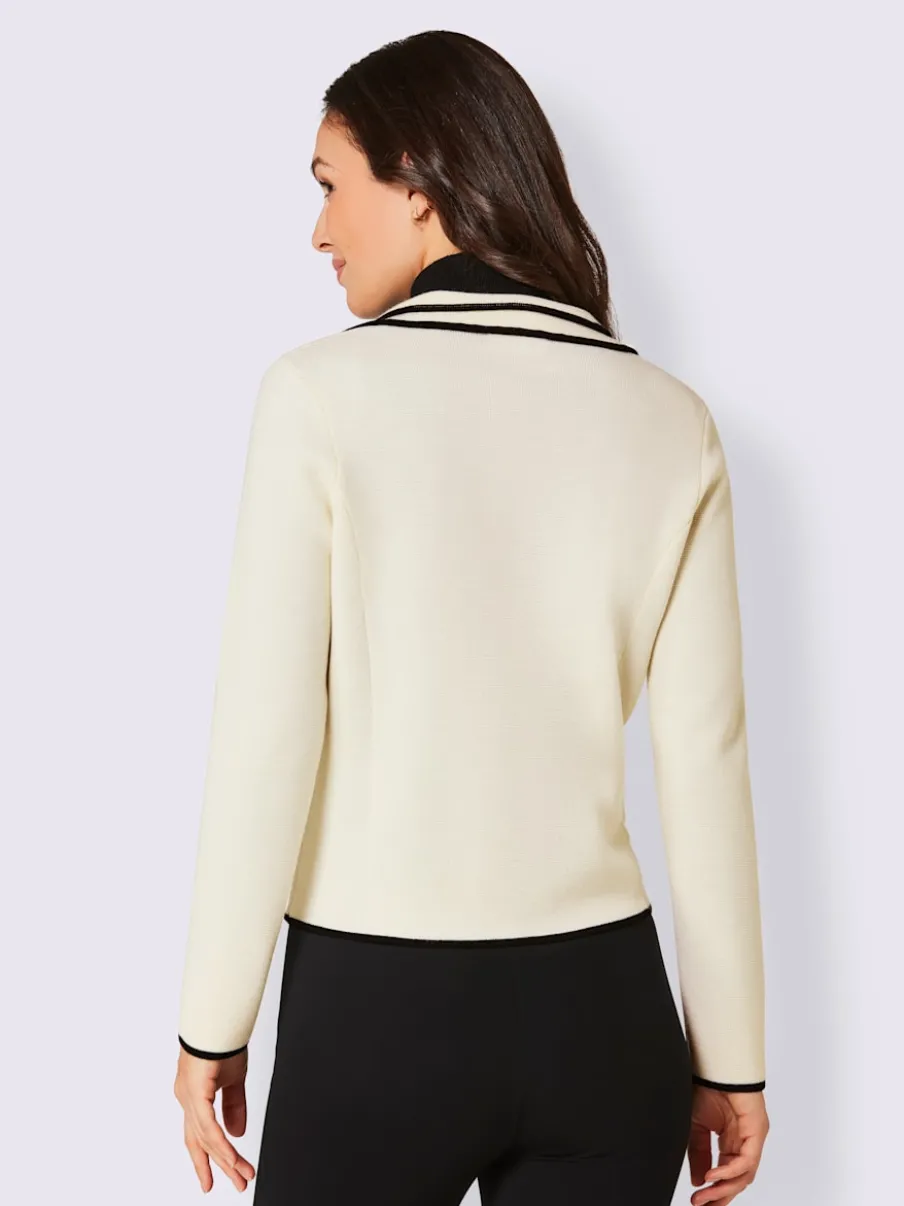 Veste en tricot à double col avec poches rabat