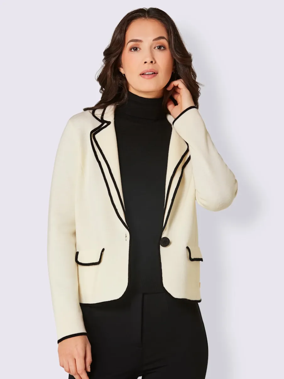 Veste en tricot à double col avec poches rabat