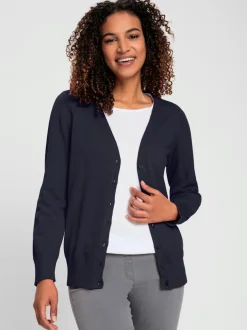 Veste en tricot doux avec col en V boutonné