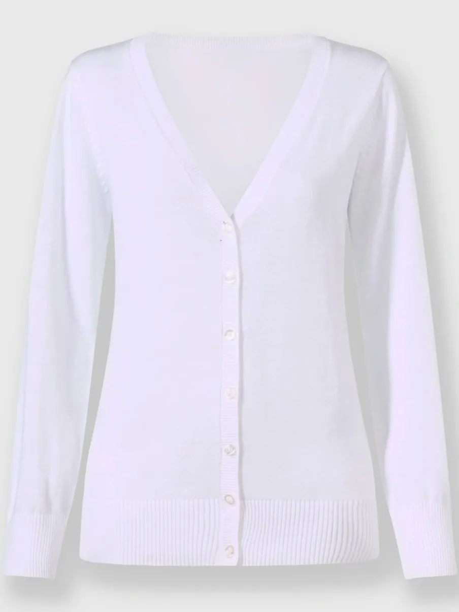 Veste en tricot doux avec col en V boutonné