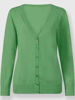 Veste en tricot doux avec col en V boutonné