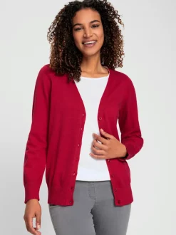 Veste en tricot doux avec col en V boutonné