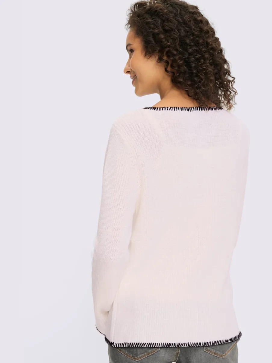 Veste en tricot à encolure ronde avec manches longues et cordon