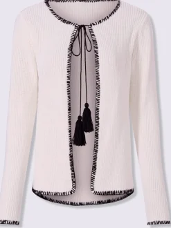 Veste en tricot à encolure ronde avec manches longues et cordon