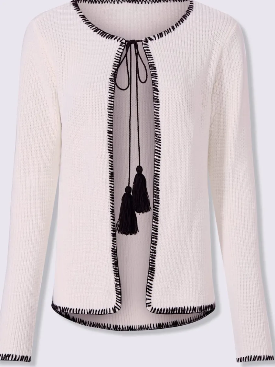 Veste en tricot à encolure ronde avec manches longues et cordon