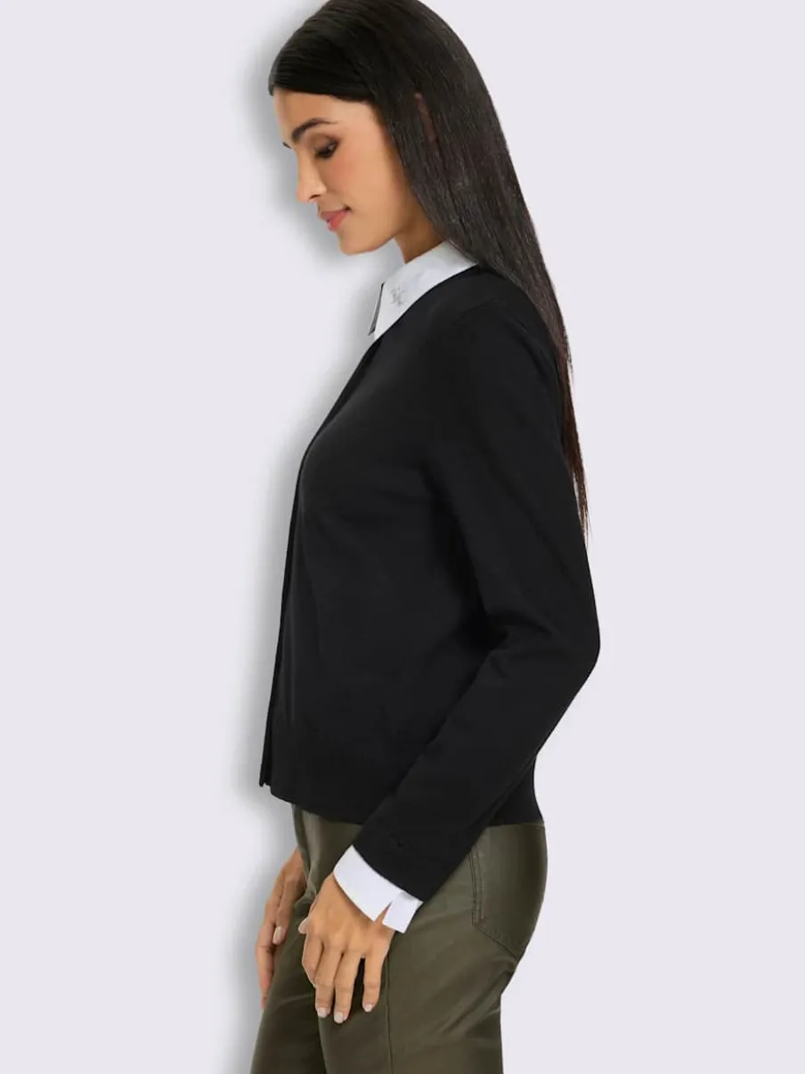 Veste en tricot fin aspect 2 en 1 tendance