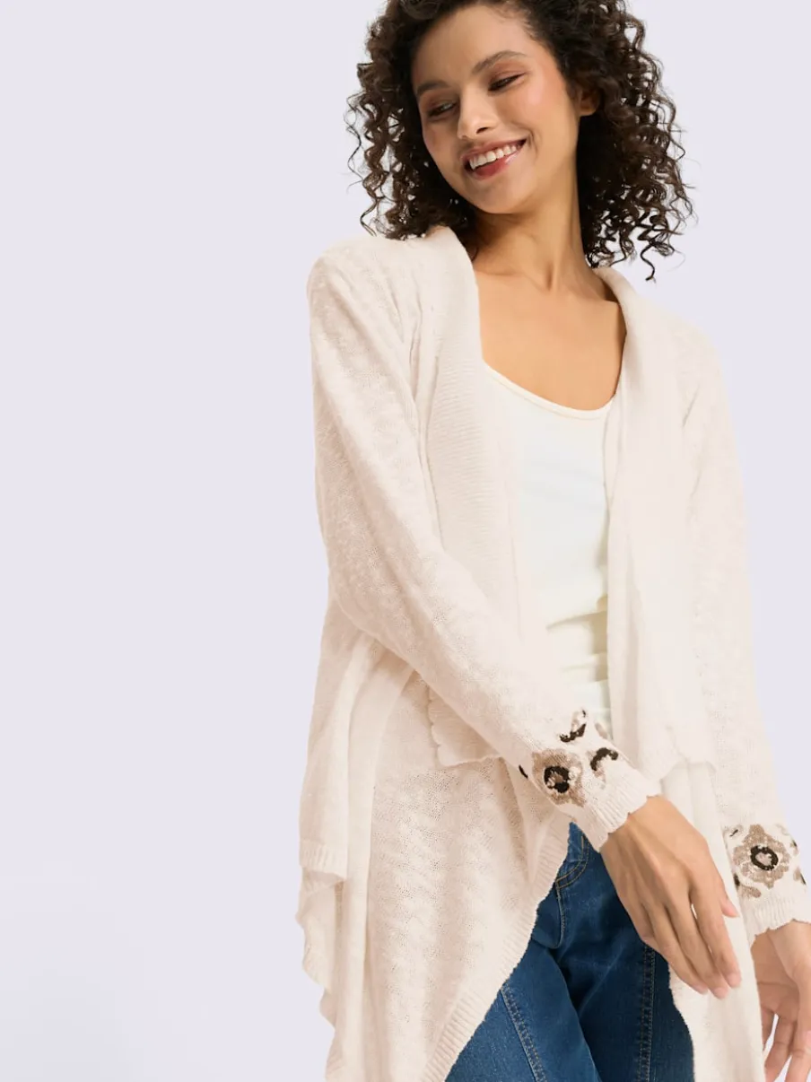 Veste en tricot fin avec col châle et manches longues