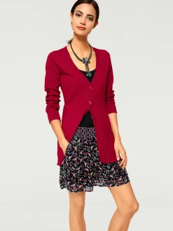 Veste en tricot fin avec col en V et motifs floraux