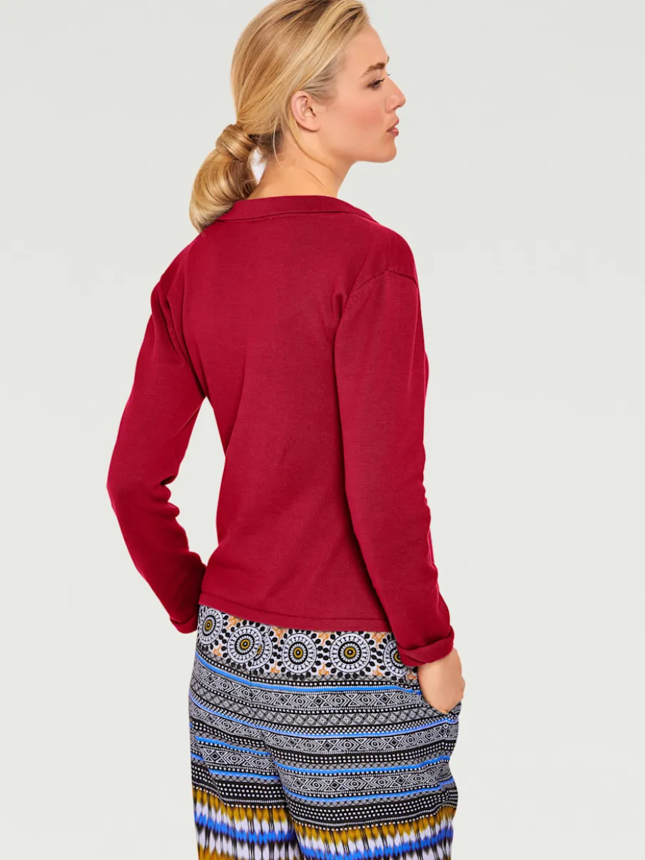 Veste en tricot fin avec poches plaquées et boutons