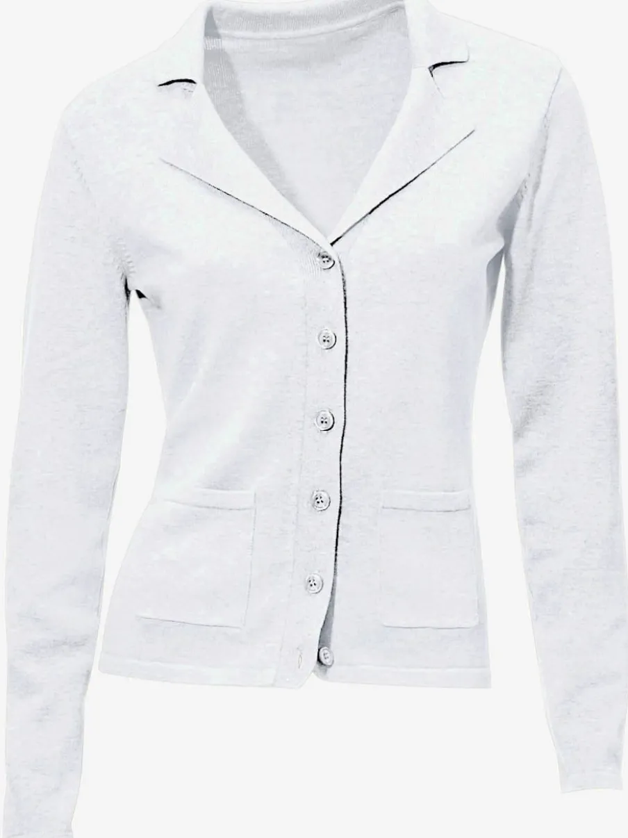 Veste en tricot fin avec poches plaquées et boutons
