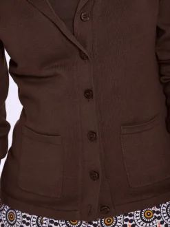 Veste en tricot fin avec poches plaquées et boutons