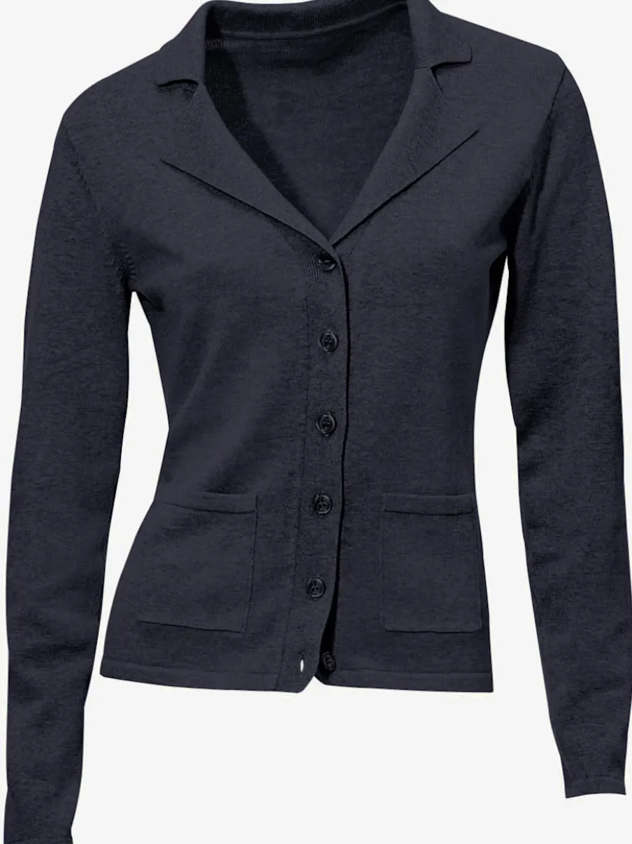Veste en tricot fin avec poches plaquées et boutons